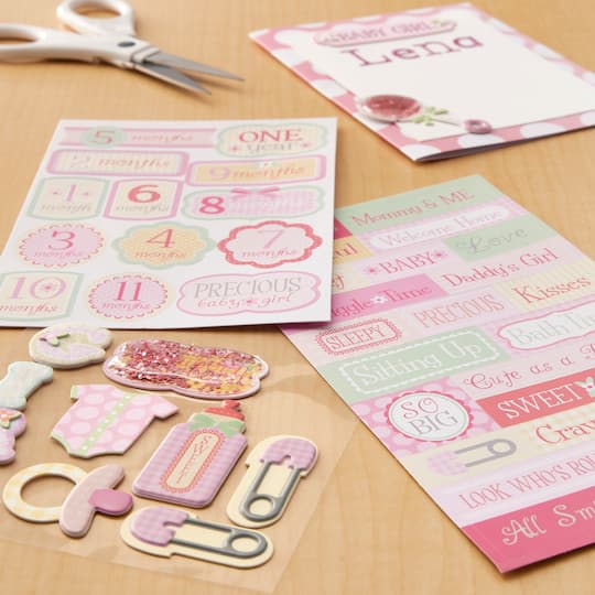 12 Pack: Traditional Baby Girl Dimensional Sticker Flip Pack by Recollections™